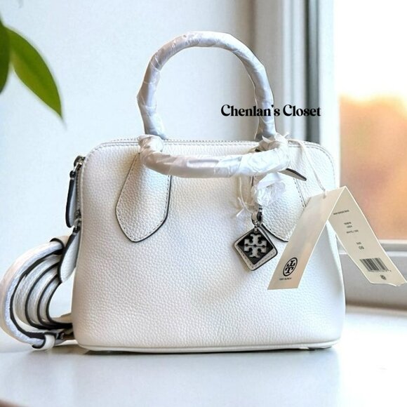 Tory Burch Mini Swing Satchel Leather White with Silver Hardware - Picture 8 of 13